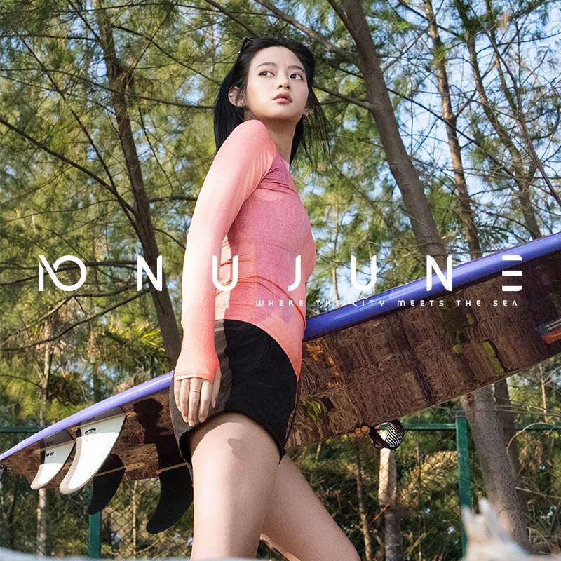 Nu-June Rash Guard Women Three Piece Set Long Sleeve Rashguard Quick Dry Surf Swimwear with Shorts Beach Swimsuit Outdoor Sport