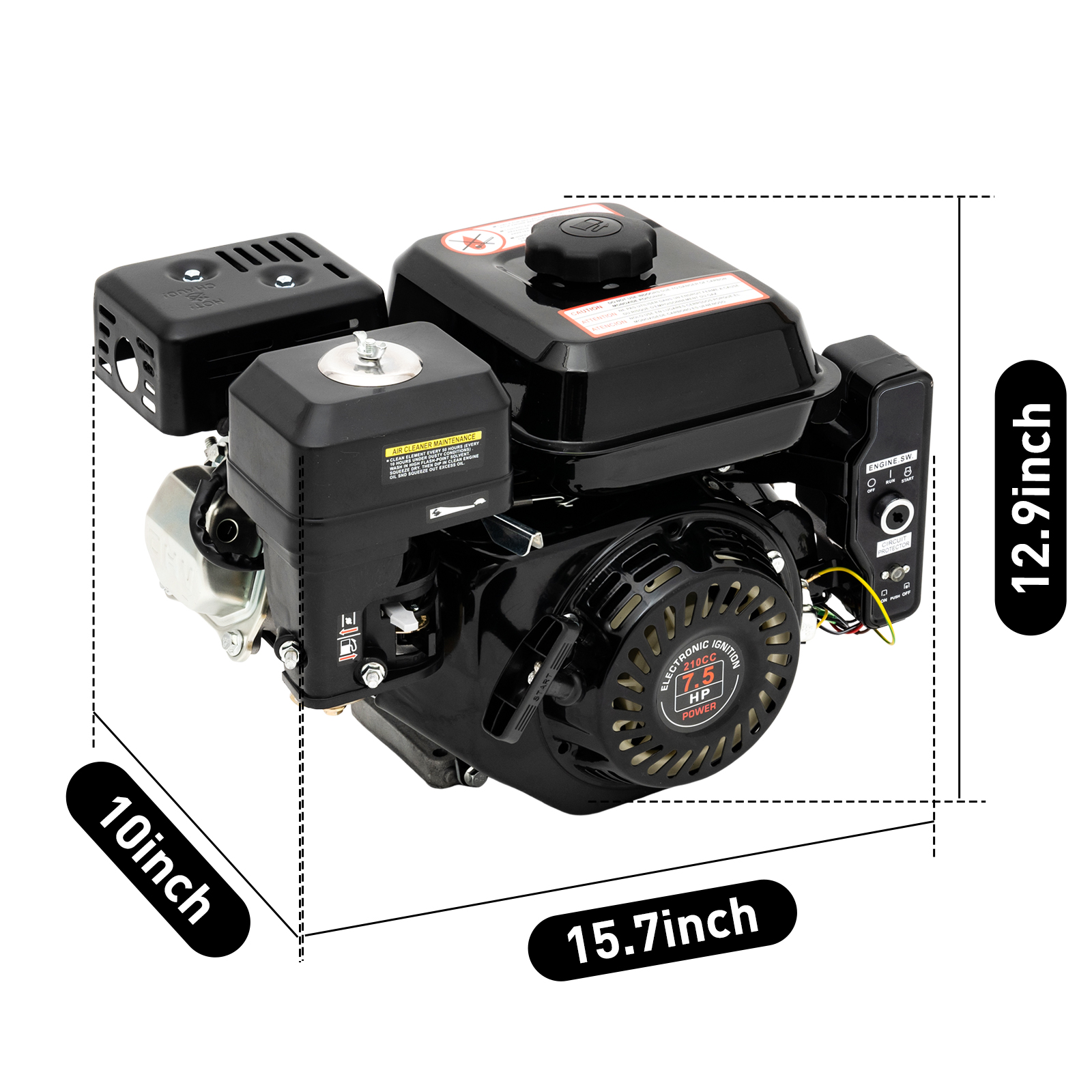 7.5HP 4 ストローク ガスエンジン電気スタート 212CC、3600 RPM キースタート工業用グレードのガソリンエンジンゴーカートエンジンモーター