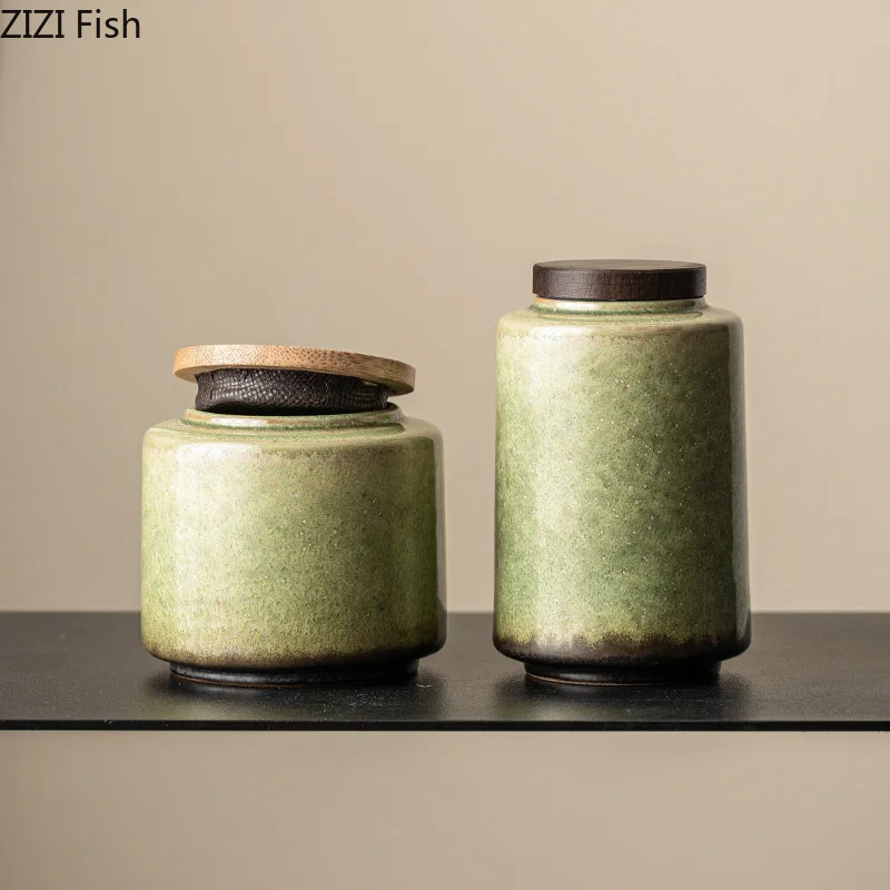 中国ヴィンテージ茶缶クリエイティブセラミック密封された一般的な缶ホームキッチンプーアルネクタイ観音収納缶茶道アクセサリー