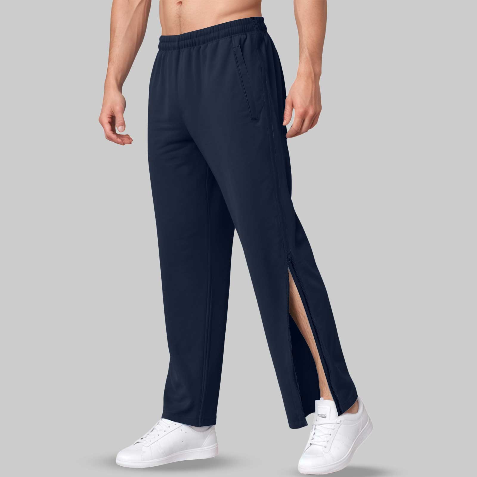 メンズリハビリパンツスウェットパンツフルジップトレーニングパンツルーズカジュアルジョギング男性スウェットパンツ韓国ファッションスポーツウェア