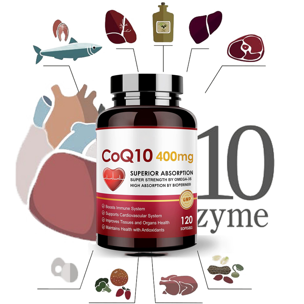 コエンザイム CoQ10-400mg-PQQ、バイオペリンを含むソフトジェル サプリメント