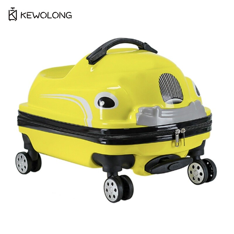 キッズライドオンスーツケース 18 インチ ABS キャリーオンスーツケース スピナーホイール付き、コンバーチブルシート機能 子供旅行トランク