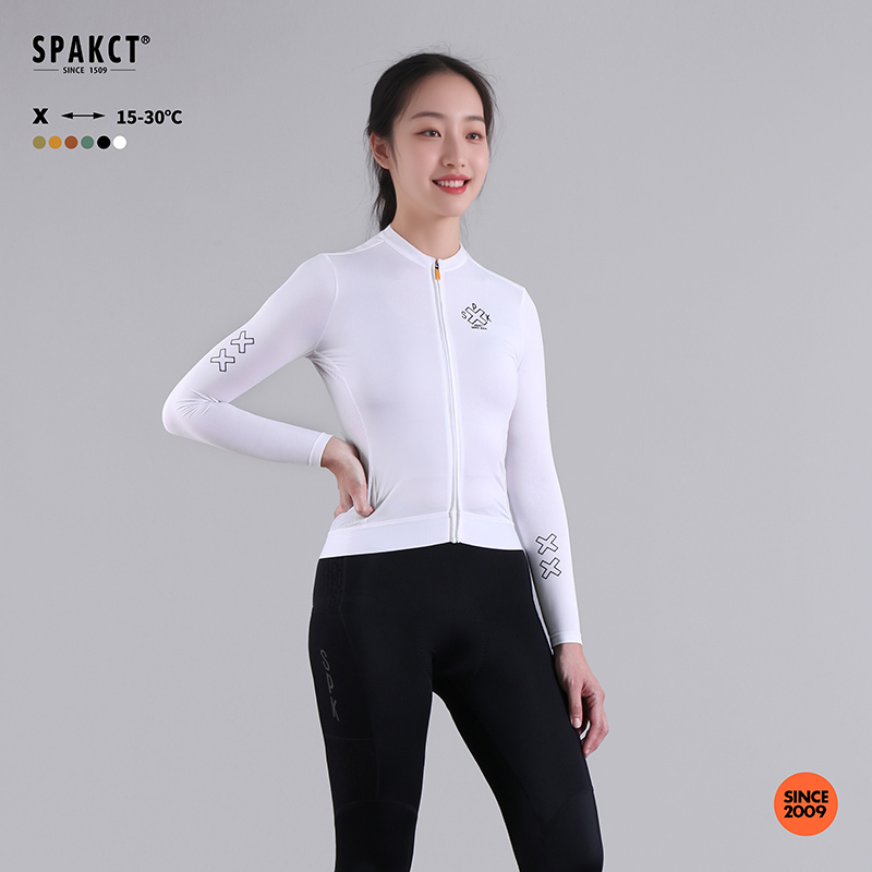 SPAKCT 女性のプロフェッショナル長袖サイクリングトップ速乾性通気性春秋ロード自転車服屋外日焼け防止