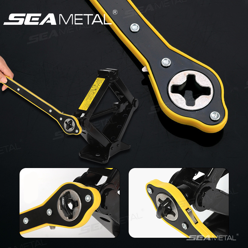 SEAMETAL 車用ユニバーサルクランクハンドル 車用ジャックハンドルレバー 省力レンチツール 車用ツール付き 車載アクセサリー用