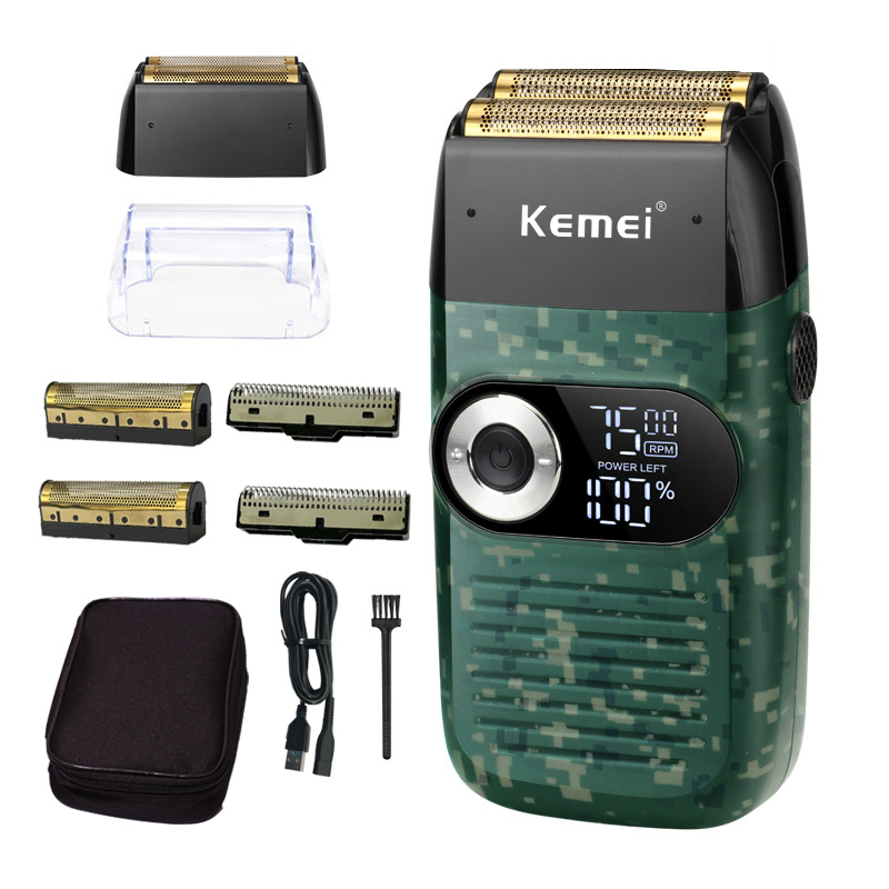 Kemei 電気シェーバー男性充電式ひげシェーバー電気かみそりフローティング理容ヘアトリマーフェイスケアシェービングマシン
