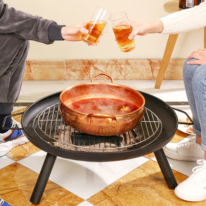 シンプルな火鉢キャンプストーブ屋内炭火ピット家庭用暖房ストーブ屋外グリルスタンド無煙焚き火ストーブ XX