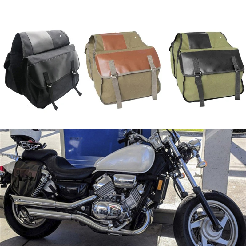 キャンバスオートバイサドルバッグ防水パニアバイク荷物スクーター旅行サドルバッグカワサキスズキバルカンホンダ