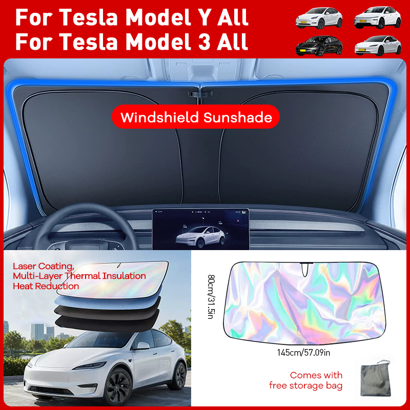 テスラモデル Y YL 3 ハイランドジュニパー 2017-2025 2026 車サンシェードフロントウィンドウシェードバイザーガラス屋根天窓 UV 保護