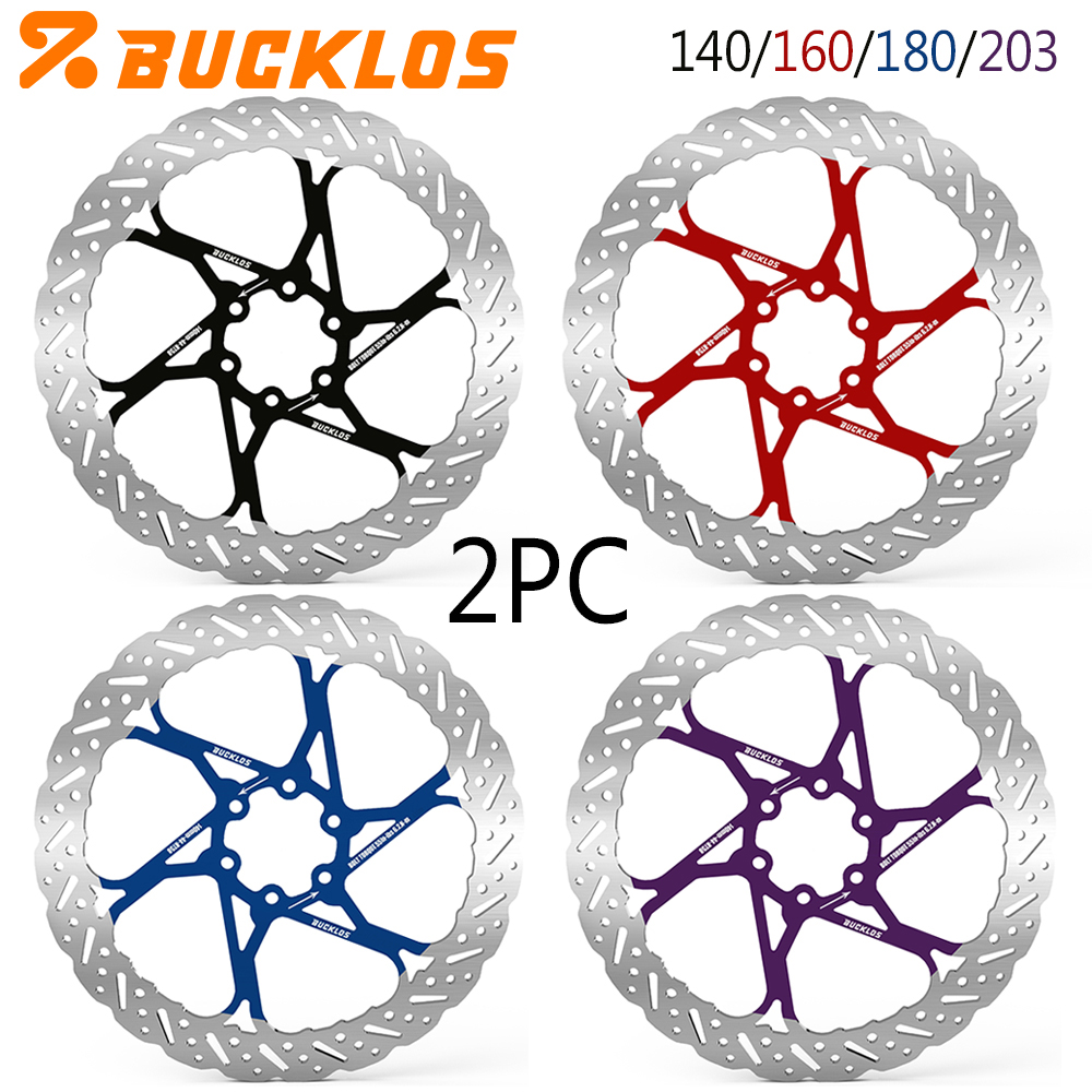 BUCKLOS 2PC 自転車ローターバイクブレーキディスク 160 ミリメートル 140 ミリメートル 180 ミリメートル 203 ミリメートルブレーキディスク放熱油圧ディスクブレーキローター