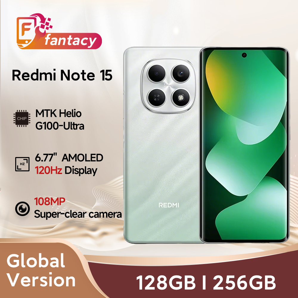 Xiaomi Redmi Note 15 グローバルバージョンスマートフォン 6.77 "AMOLED ディスプレイ 6000mAh バッテリー 108MP メインカメラ MTK Helio G100-Ultra