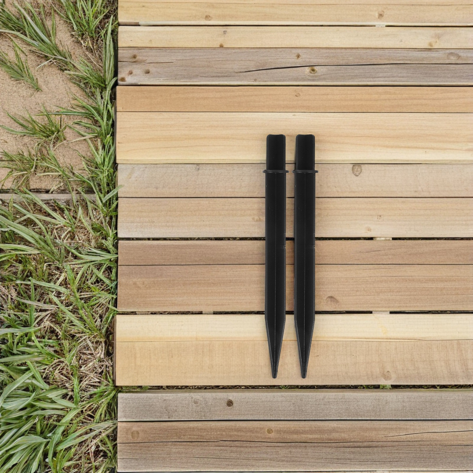 15Pcs Black Ground Stakes for Outdoor Lights Plastic Stakes Garden Lawn Solar Path Light Holders Weather Resistant