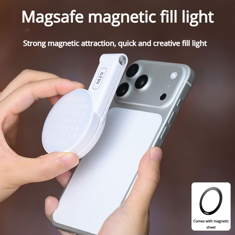 M29 MagSafe ポケットフィルライト - 3 色温度 360 度回転、ポータブル、自撮りメイク、食べ物撮影、ネイルアート日常使用