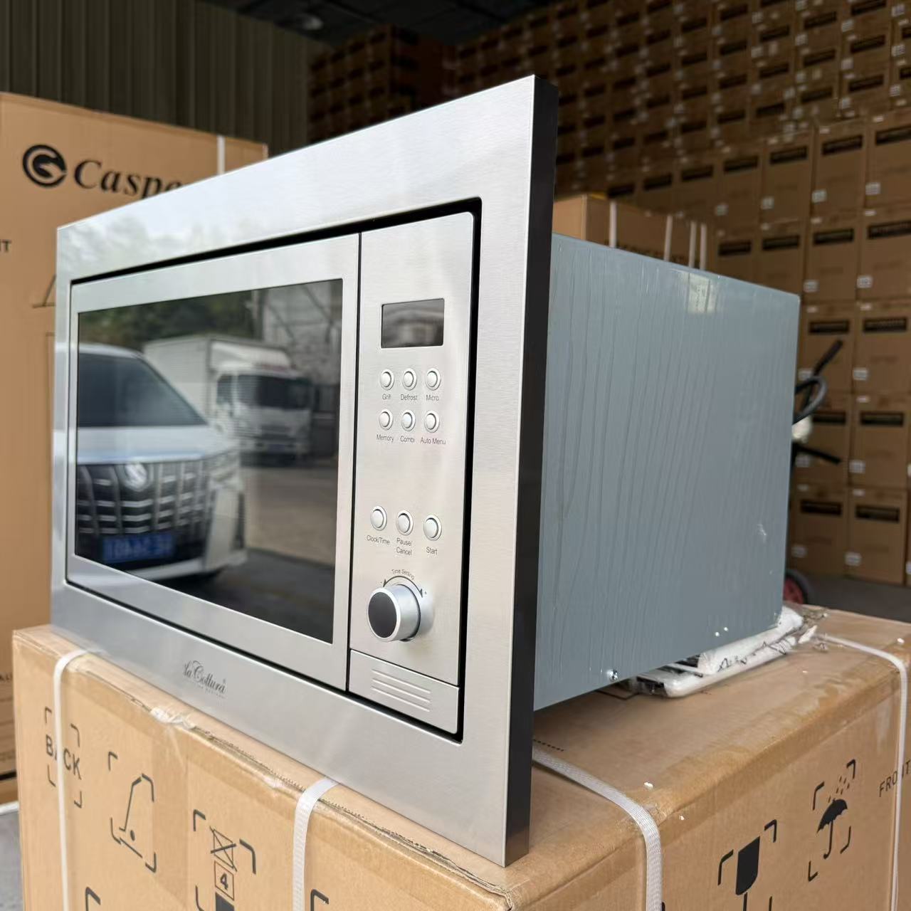 大容量 30L 内蔵電子レンジグリルステンレス鋼シルバーカラー 900 ワット電源サポート解凍コンビ自動メニュー