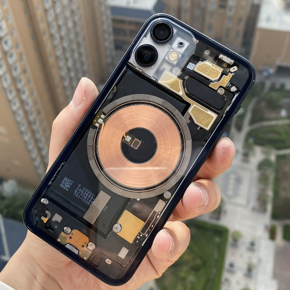 OEM 精密フィット Explorer Edition クリア背面ガラスパネルアセンブリ iPhone 12 12 mini 完全な DIY 透明改造セット