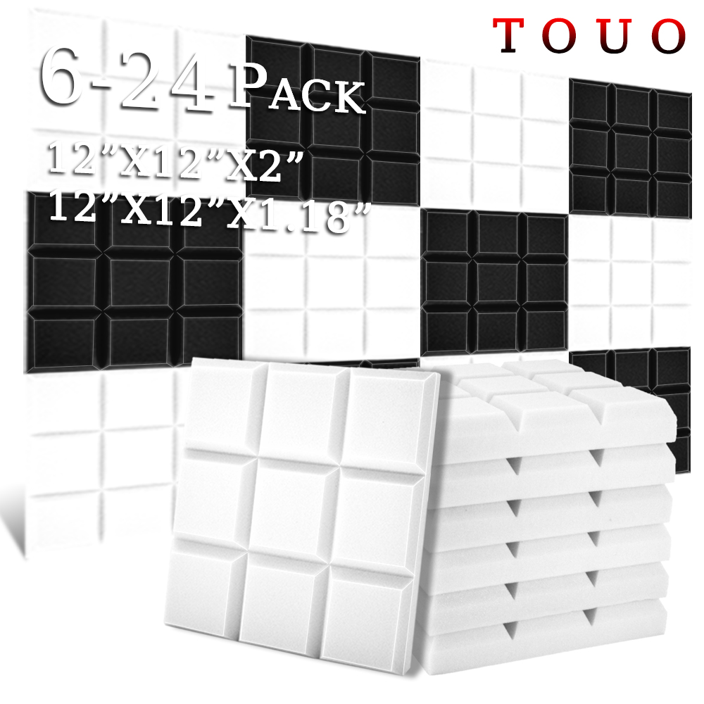 TOUO 音響フォーム 6-24 個難燃性素材ベベルエッジ 9 ブロックタイル防音スポンジパッドオフィス音響処理
