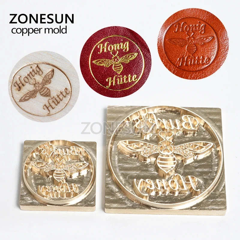 ZONESUN カスタムロゴ真鍮金型スタンプ木材革紙エンボス金型 DIY デザインモールディングホット箔スタンピング熱プレス機