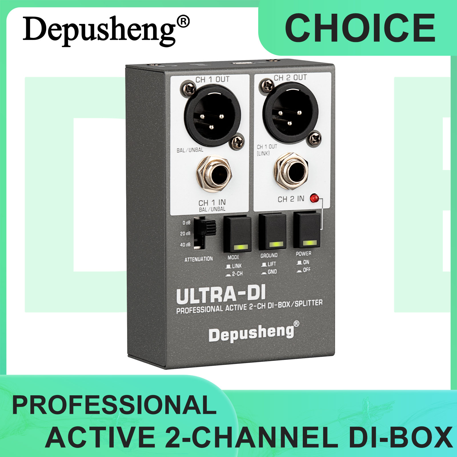 Depusheng DI BOX アクティブ 2 チャンネル オーディオ システム 高周波オーディオ機器 エレキギターおよびステージ楽器