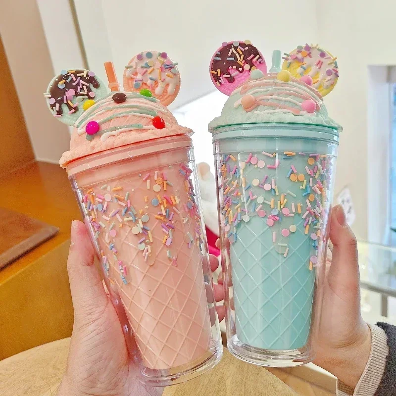 450 ミリリットルフラッシュパウダー水ボトルわら再利用可能な水マグ子供プラスチックタンブラー蓋付きコーヒーカップ箸置き魔法瓶ボトル