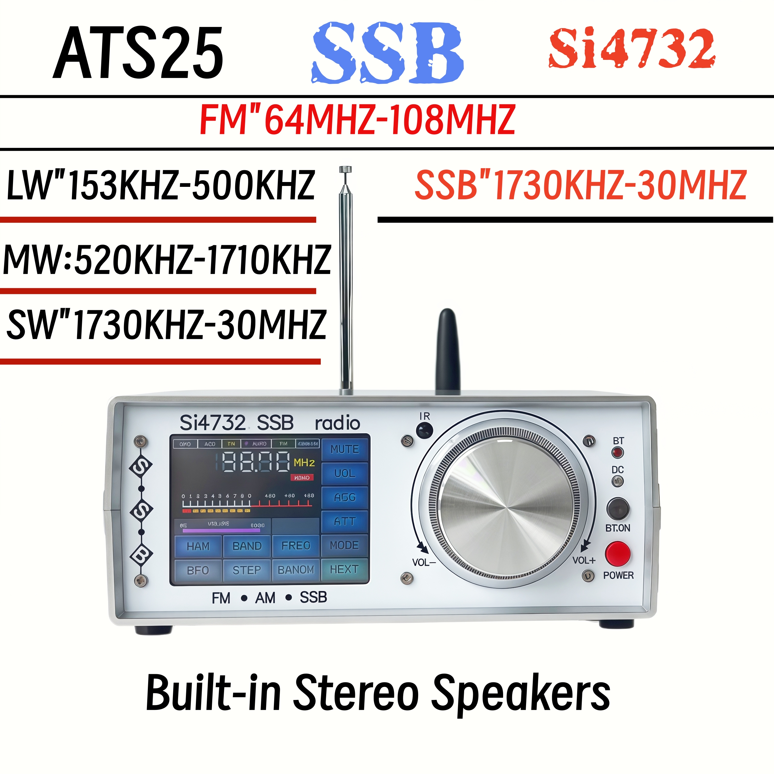 SI4732 フルバンド ステレオ ラジオ、ATS25 デスクトップ FM/AM ラジオ