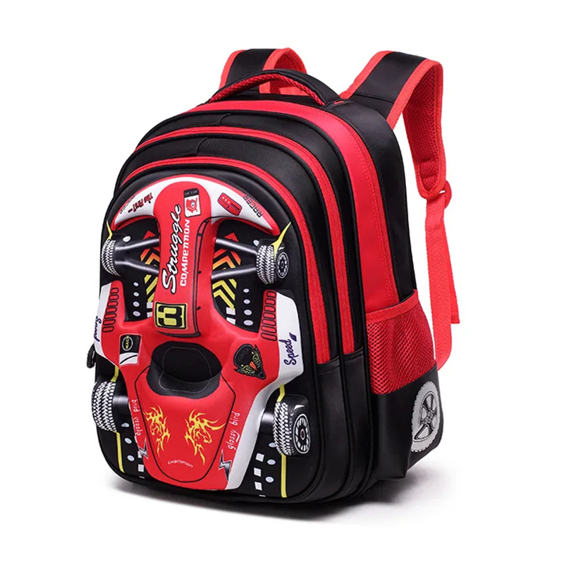 防水軽量 3D 車のバックパック幼稚園子供就学前のバックパック幼児少年少女通学プライマリーレッドブルー