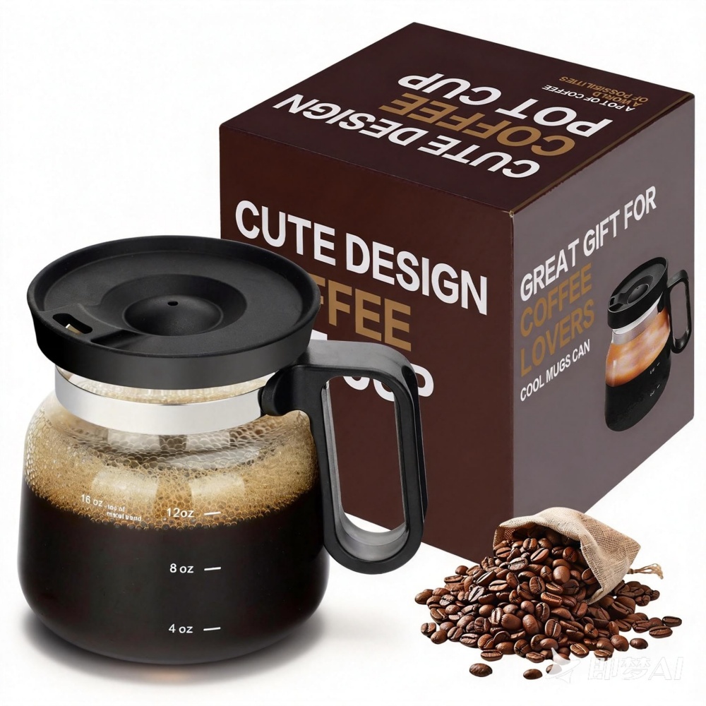 1pc コーヒーポットマグ 16 オンスコーヒーポットマグミニコーヒーポットカップ耐熱ガラスマグ大容量コーヒー愛好家への理想的なギフト