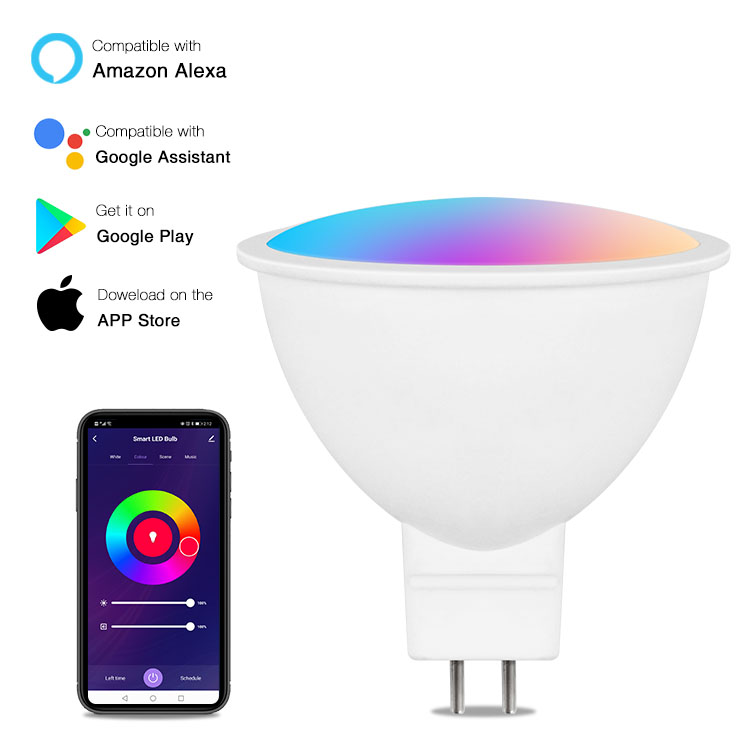 Suidhome スマート LED 電球 WIFI 接続 GU5.3/MR16 DC12V ミニスポットライト 5 ワットランプ Alexa と連携 Google ホーム RGBCW 色変更
