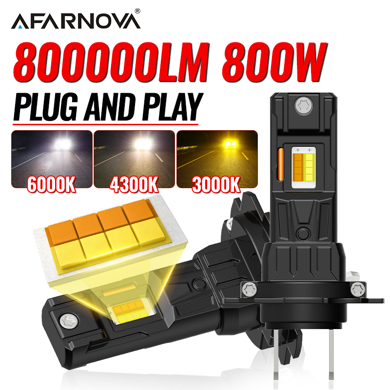 2PC H7 H4 LED 電球 800000LM 800 ワット H1 H8 H9 H11 LED ヘッドライト Canbus エラーなし自動ターボライトフォグランププラグプレイ 12V