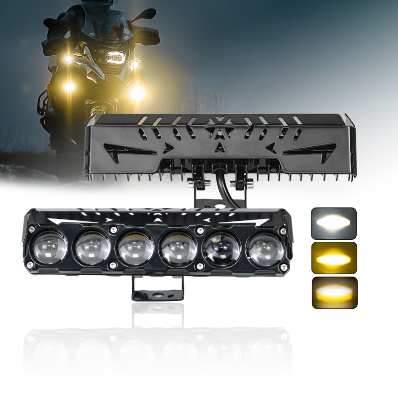 7inch Dual Color LED Motorcycle Light Bar Yellow/White Offroad Pod Work Lights for Motorcycles Trucks ATV SUV Vehicles