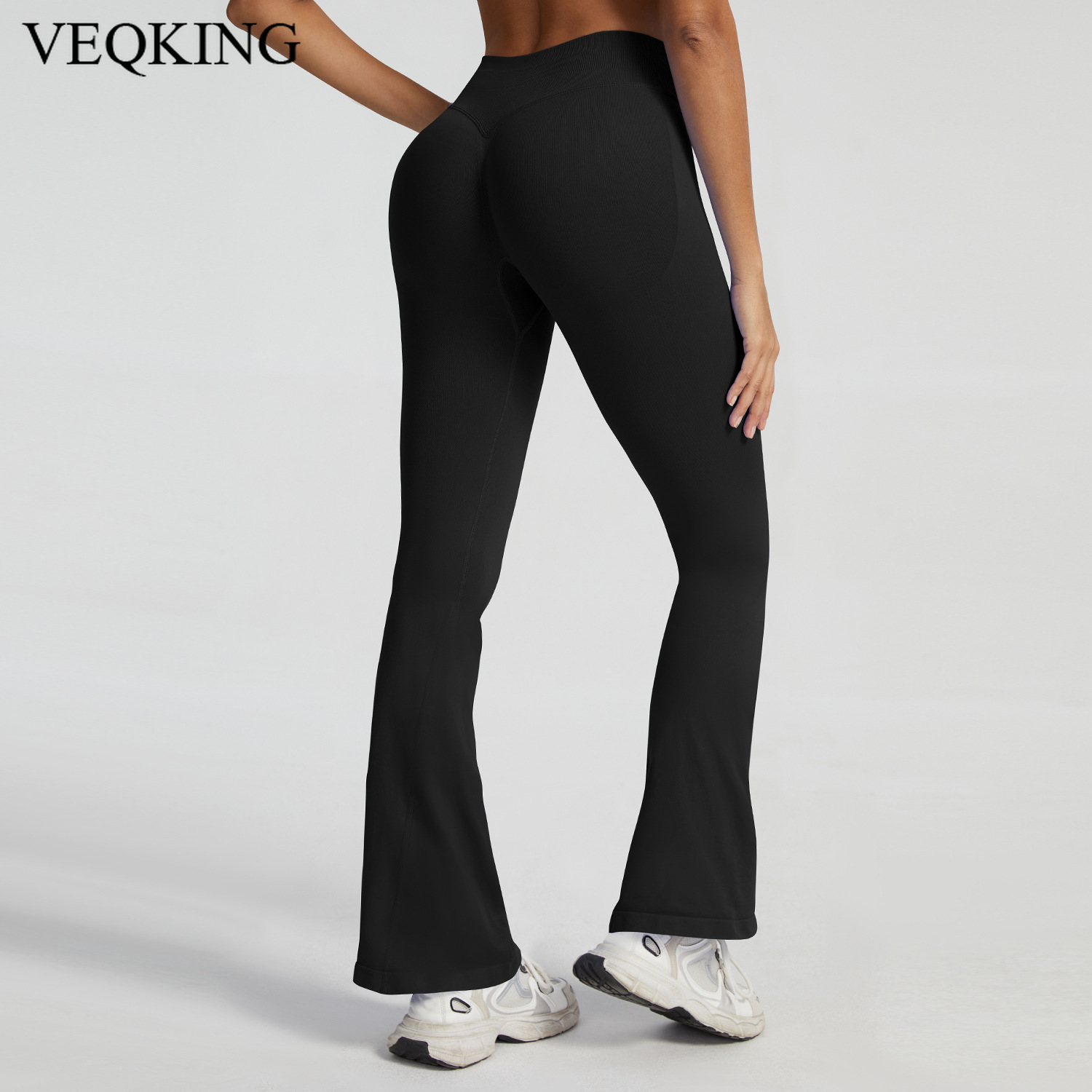 VEQKING シームレスインパクトフレア女性用うずくまるバットヨガパンツ弾性スポーツレギンス低ワーシトジムワークアウトアクティブウェア
