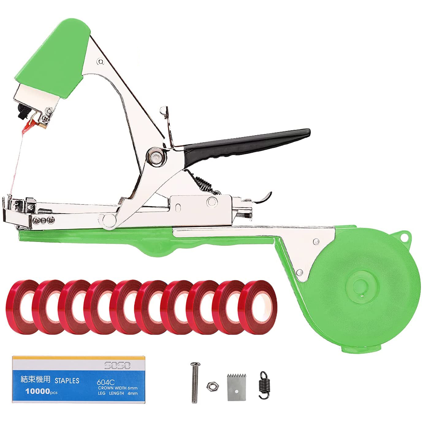 園芸植物結束機 枝結束機 農具 果物 ブドウ トマト 野菜つるストラップ 10ロールテープ付き