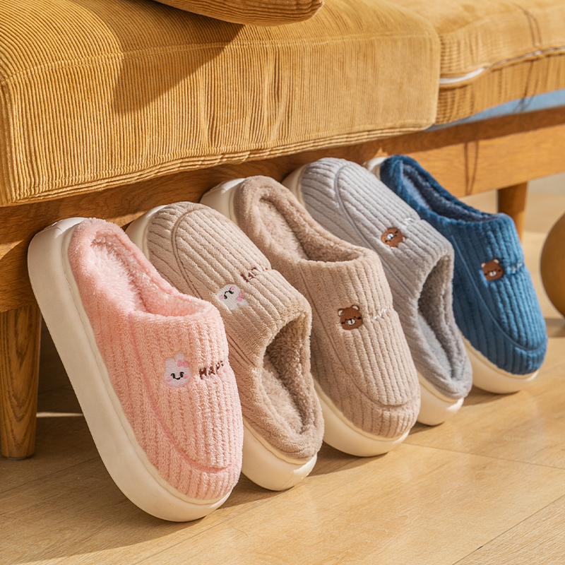 女性用綿スリッパ、冬の新しいスタイル、屋内リビング、暖かい家、男性用ウールスリッパ、秋と冬
