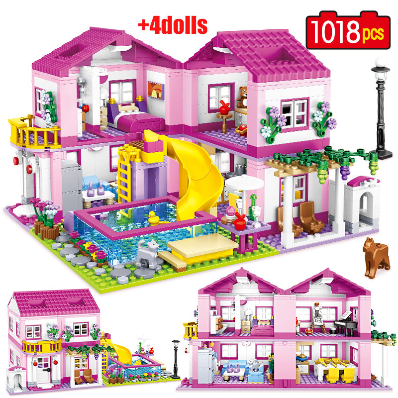 ZKZC 1018 個都市 1 変更 3 夏二階建てヴィラハウスビルディングブロック友人庭の花フィギュアレンガおもちゃ女の子