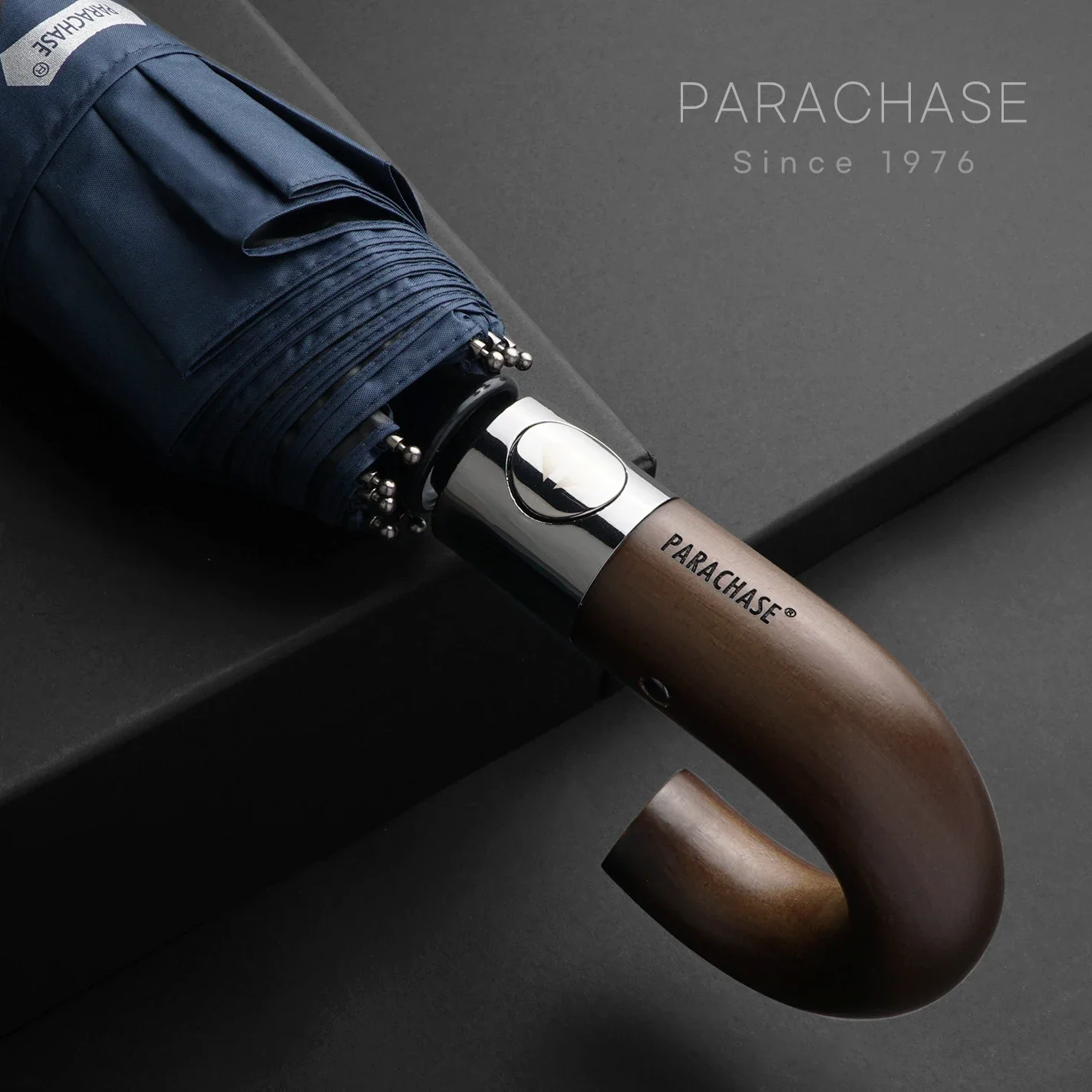 PARACHASE 自動折りたたみ傘男性女性 10 18K 強力な防風雨傘抗 UV 太陽保護木製ハンドルパラグアス