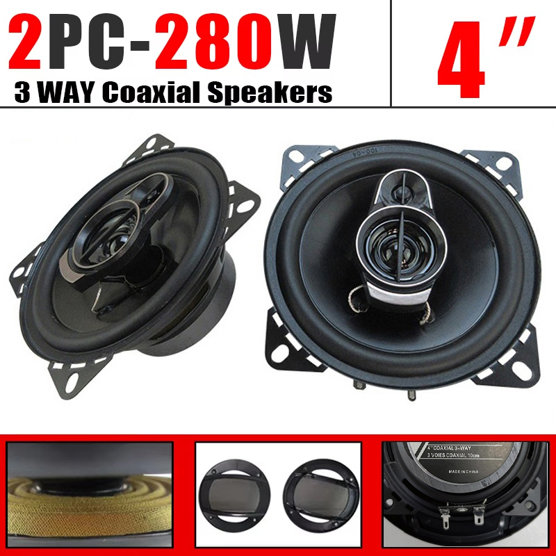 2 個 (2X280W) 560 ワット 4 インチ HiFi 車スピーカー HD オーディオ 3 ウェイ同軸スピーカーフルレンジステレオサブウーファー車のドアスピーカー