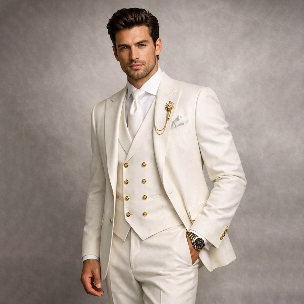 Formal Wedding Men's Suits Elegant Groomsmen 3 Piece Jacket Pants Vest High Quality Single Breasted Customzied Male Clothing