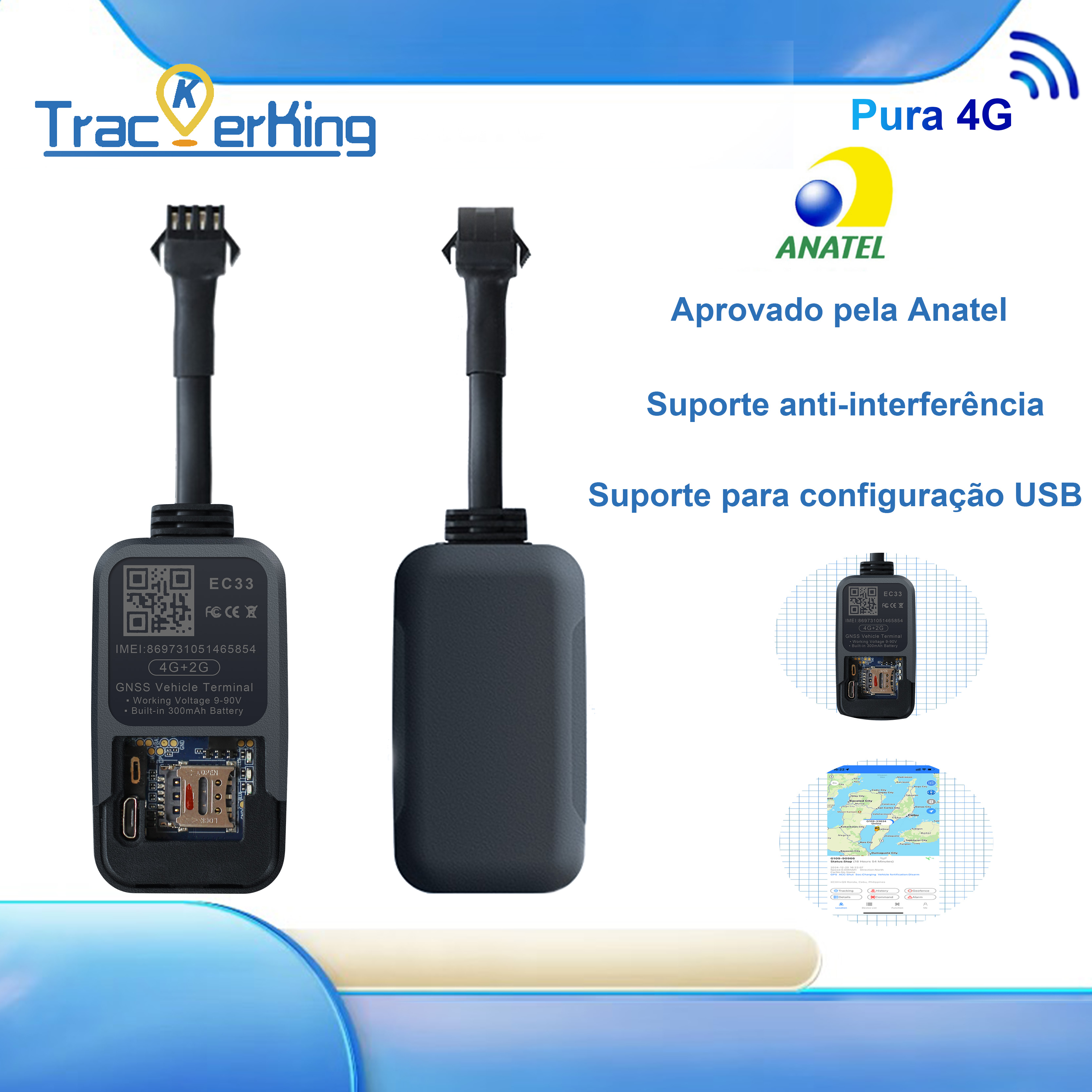 TrackerKin 最高の GPS トラッカー EC33 車両追跡装置防水オートバイ車 GPS GSM SMS ロケーターリアルタイム追跡付き