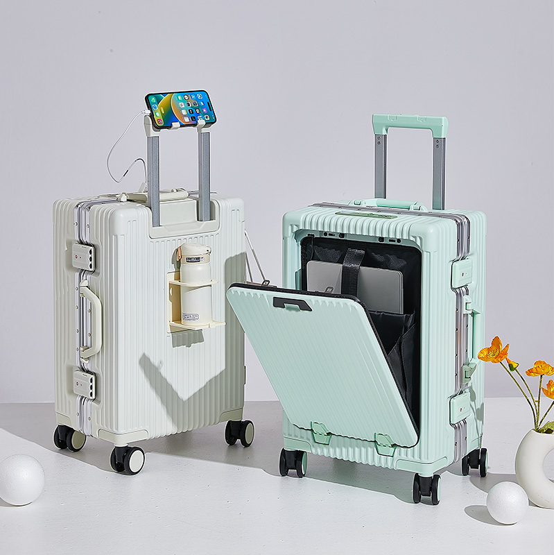 アルミフレーム、USBポート付きラゲッジコンパートメントスイベルホイールラゲッジコンパートメントカップホルダー電話ホルダー20 24インチ