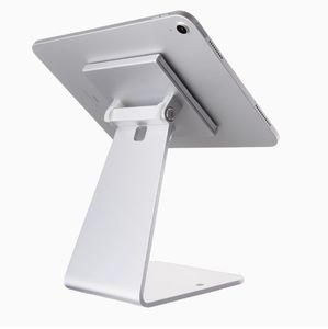 IKATAK 360°回転式アルミ製タブレットスタンド、ロゴカスタマイズ可能、デスクやスマートフォン用のユニバーサルセキュリティスタンド、盗難防止ロック付き
