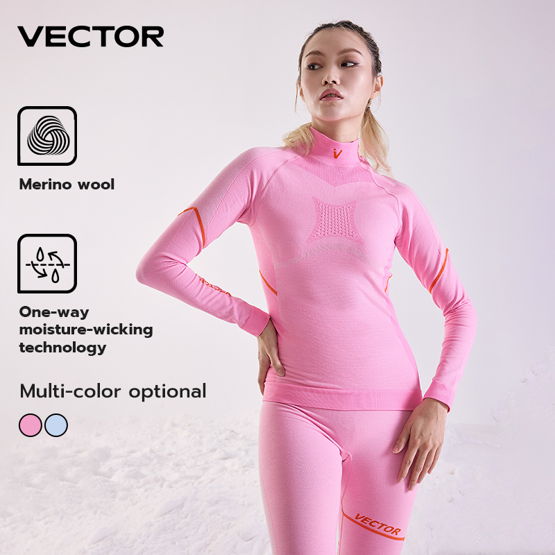 VECTOR ブランドの女性用ウールワンピース織サーマル下着、吸湿性と温度ロック速乾性のトップとパンツ