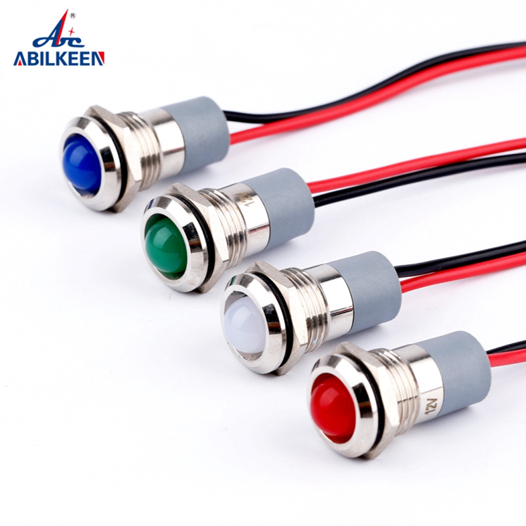 12mm 12V LED Pilot Lamp 150mm Cable Metal Ball Mini Boat Light Waterproof Warning Signal Electrical Equipment Indicator Light