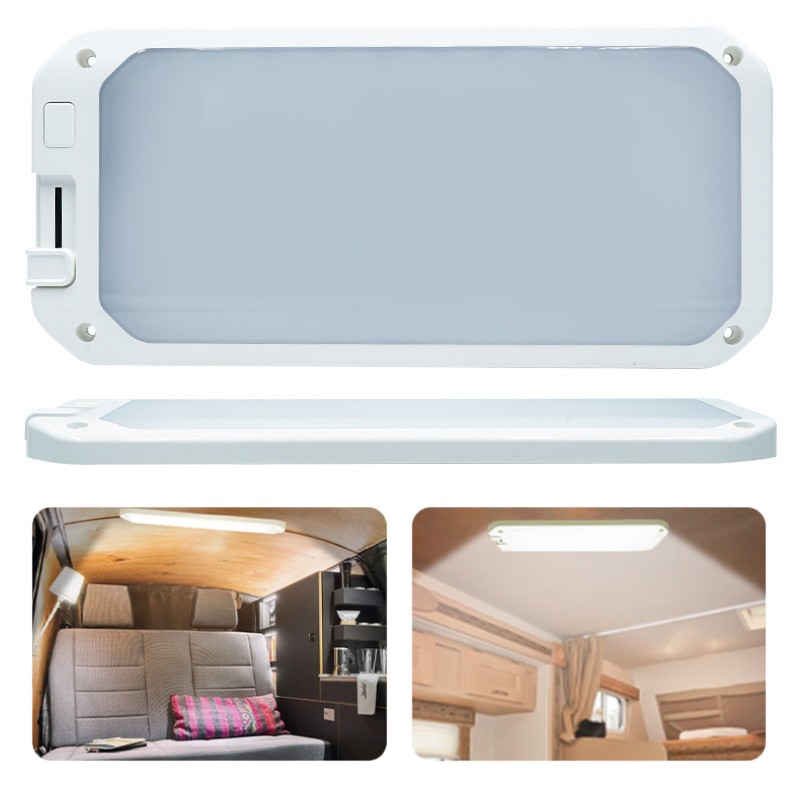 12V LED RV ライトキャンピングカーライトボートトレーラーインテリアライト 3 色 3000-6500K 調光可能な RV シーリングライトリモコン付き