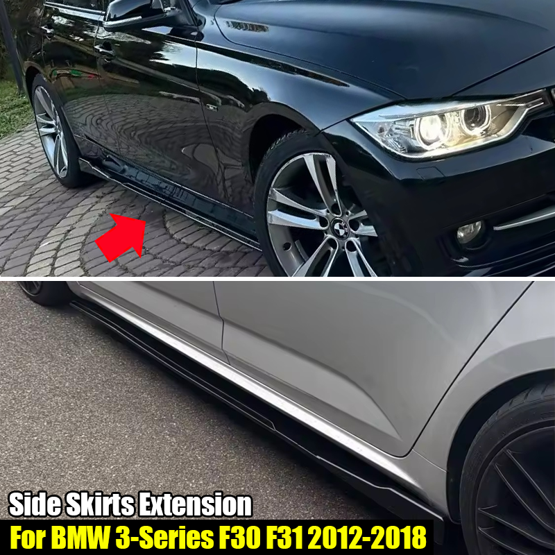車のサイドスカート BMW Accessoried 3 シリーズ F30 F31 2012-2018 ABS 塗装グロスブラックロッカーパネル延長リップに適合