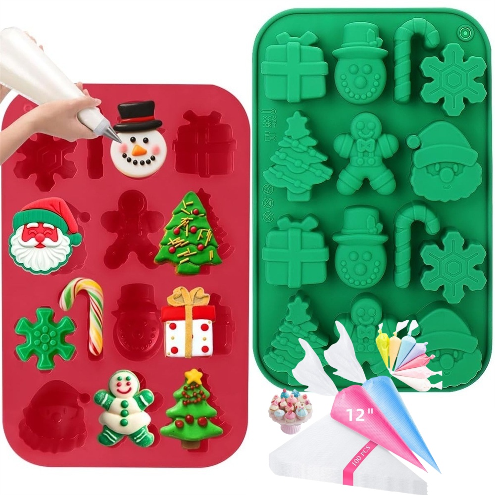 クリスマスシリコーンチョコレート型キャンディベーキングモールド DIY 手作りスノーフレーク雪だるまクリスマスツリージンジャーブレッドマンサンタクロース型