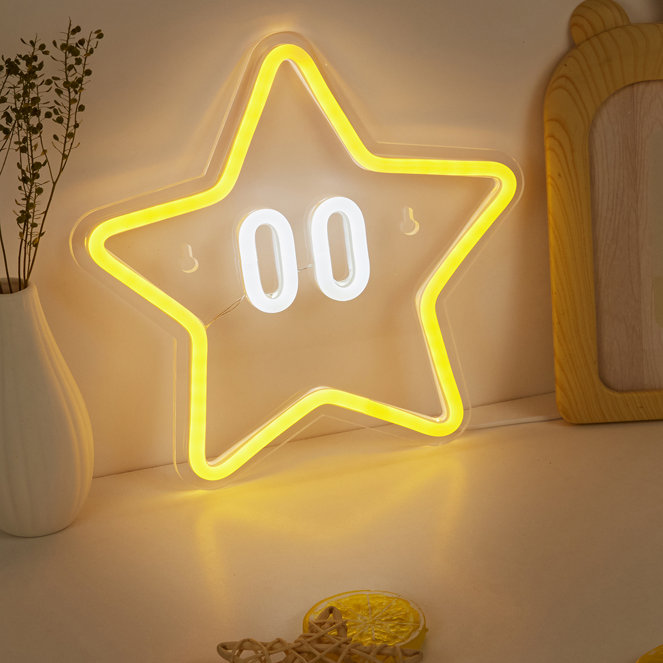 Chi-Buy 1PC 漫画の星型 LED ネオンサイン USB 電源の壁の装飾ネオンライトサインパーティー、結婚式に最適