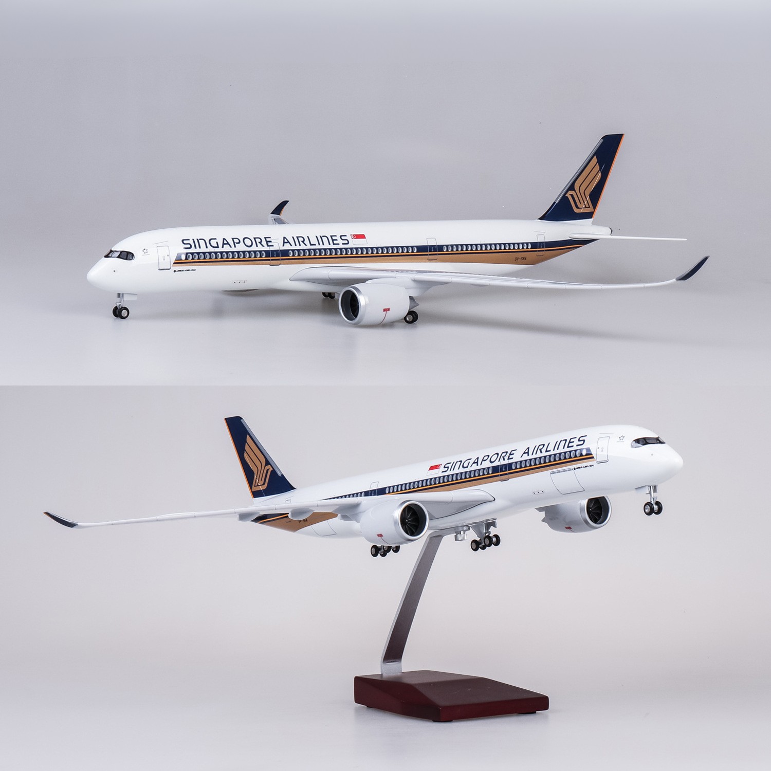 47 センチメートル大型おもちゃの飛行機シンガポール A350 ダイキャスト樹脂飛行機モデルキットスタンド付き航空愛好家へのギフトやコレクション