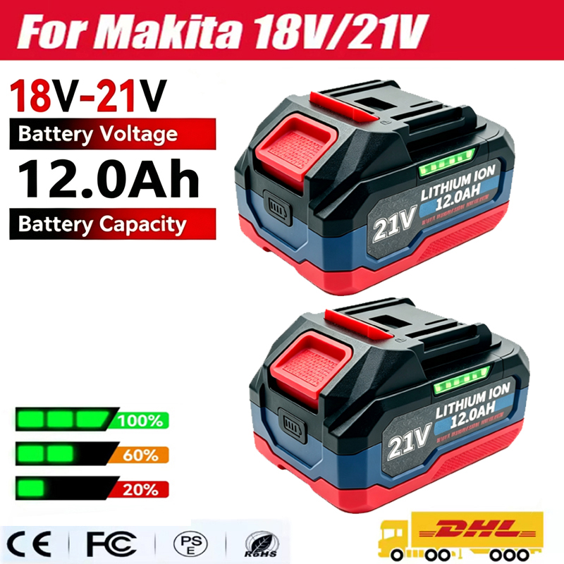 オリジナル充電式バッテリー 6.0AH 12.0AH 電動工具リチウム電池 Led インジケータ電池パックマキタ 18v バッテリーピン