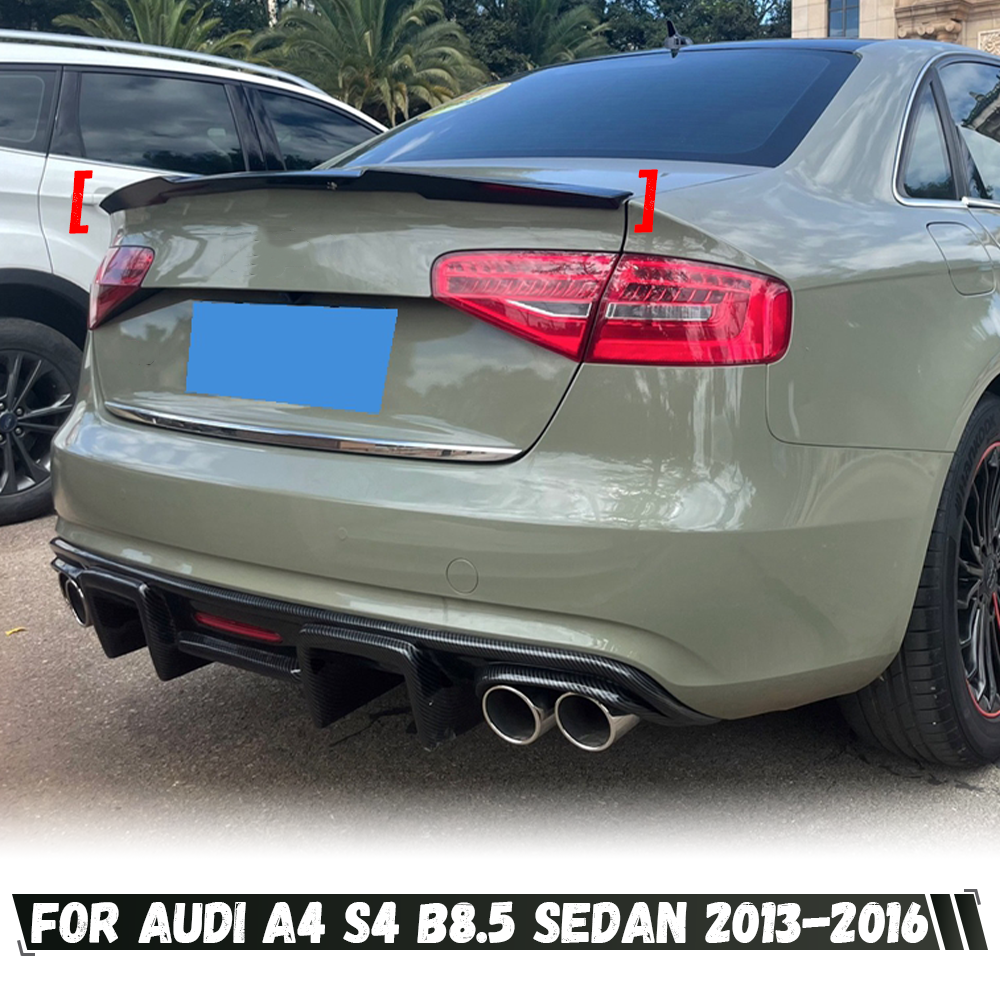 アウディ A4 S4 B8.5 セダン 2013 2014 2015 2016 グロスブラックリアトランクブーツリップスポイラーウイングリアルーフリップキャップスポイラー