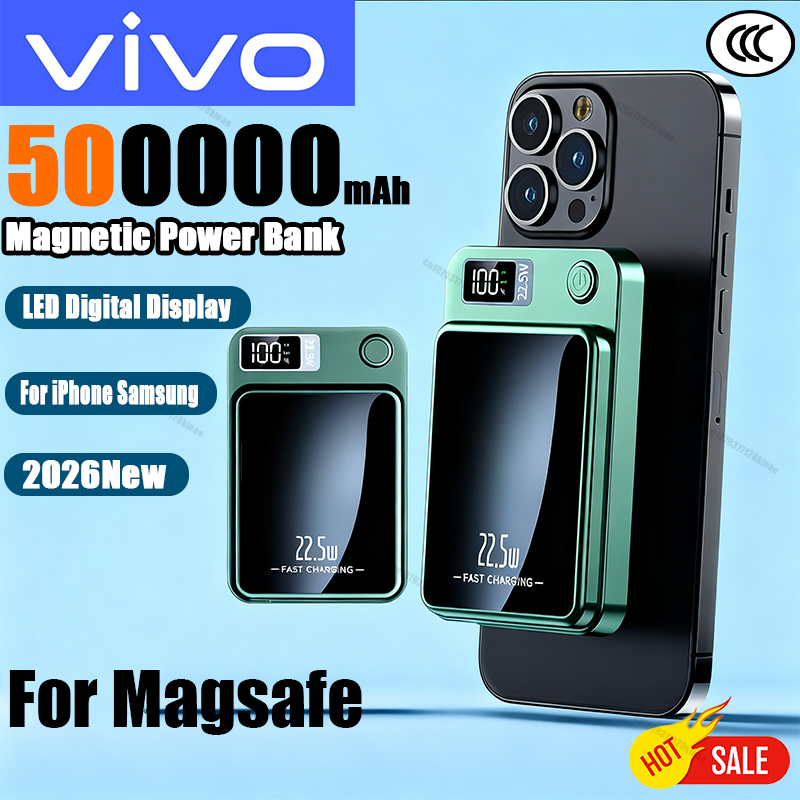VIVO 500000mAh 磁気電源銀行 PD22.5W 超高速充電ポータブル外部バッテリー Magsafe 用 Iphone Samsung Huawei