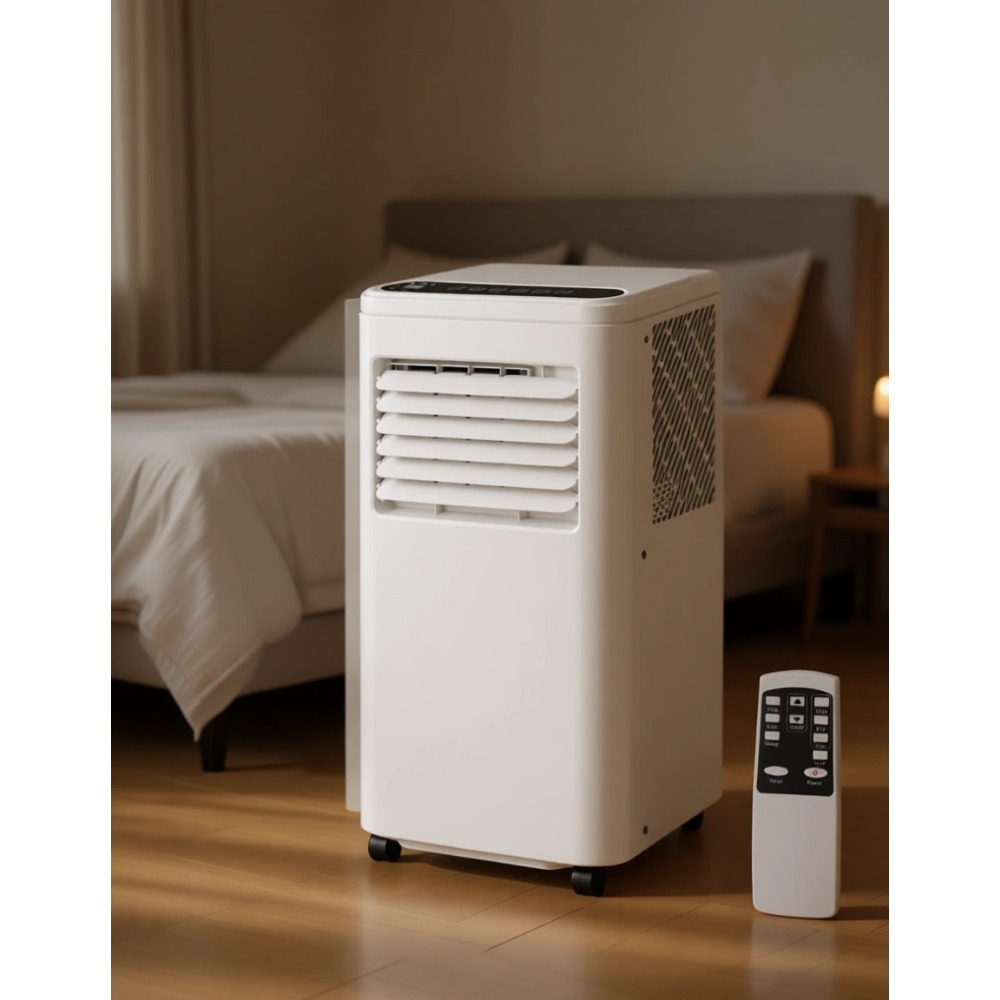 ポータブル 10000 BTU エアコン、4-in-1 機能、3 つのファン速度、24 時間タイマー、450 平方フィートに適合、複数の動作モード、スマート コントロール