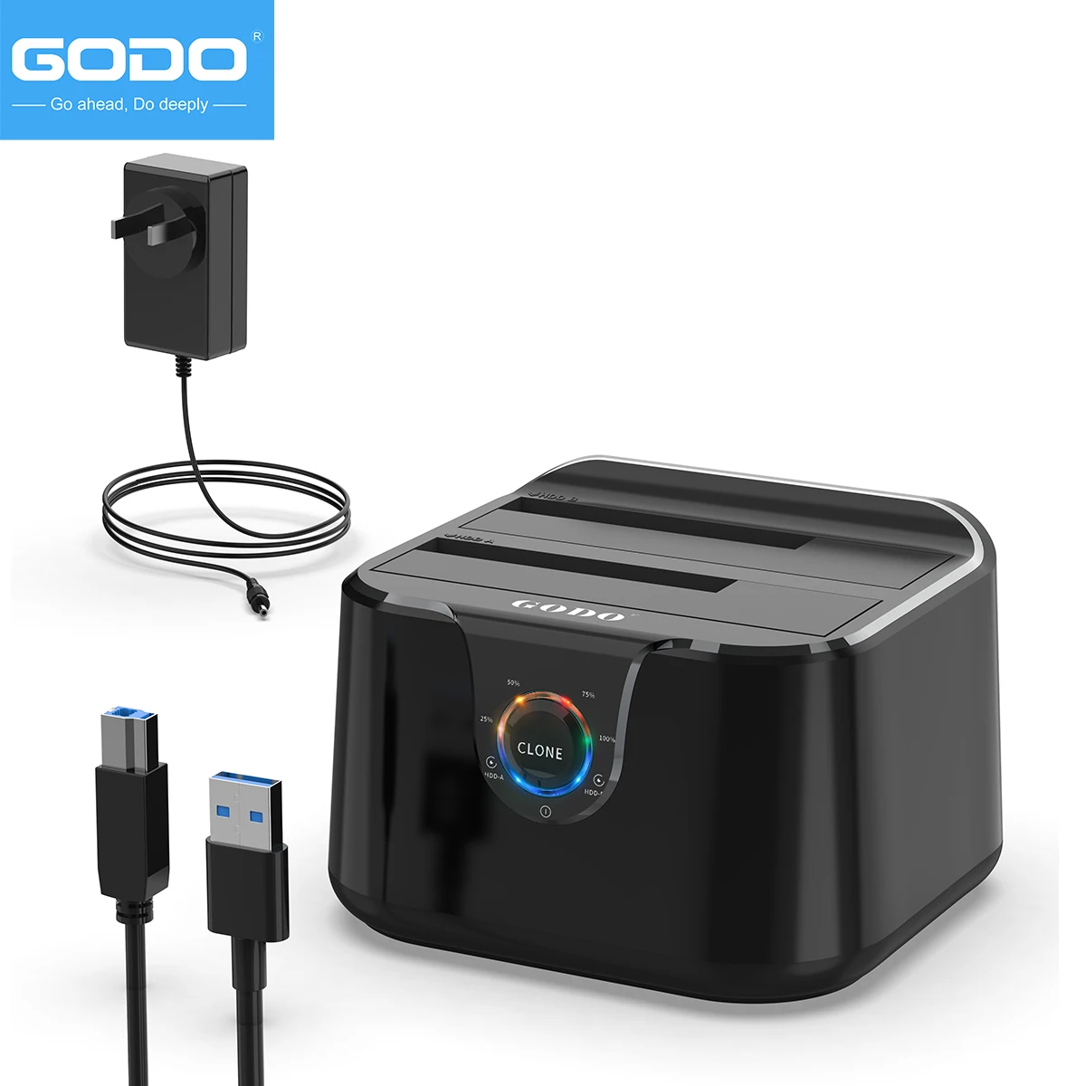 GODO 2.5/3.5 インチ HDD SSD SATA ハードドライブドッキングステーション USB 3.0 HDD ドッキングステーションディスクケース HDD ボックスエンクロージャ電源アダプタ